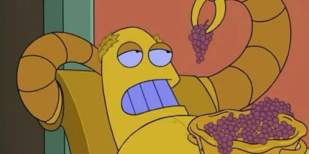 Hedonismbot enjoying some grapes