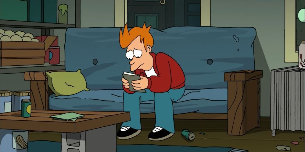 Philip J Fry looking at a picture