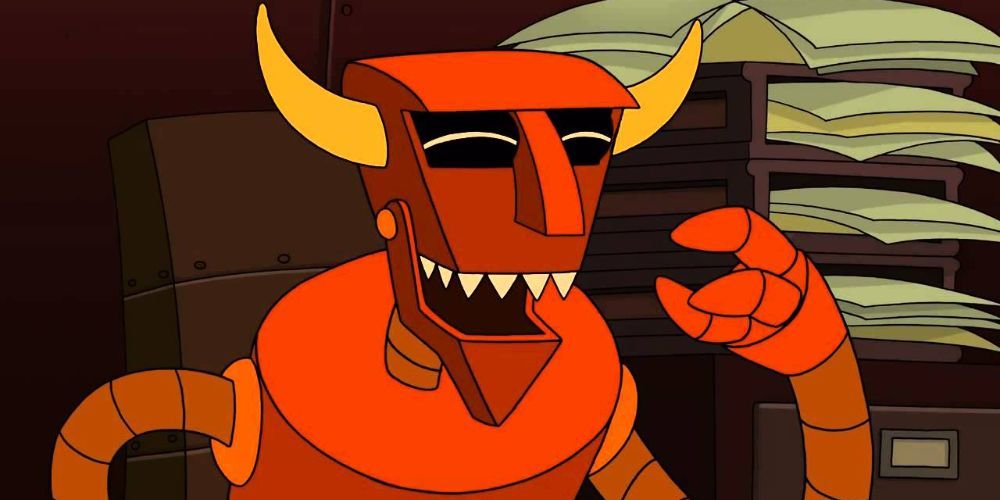 The Robot Devil laughing in Robot Hell