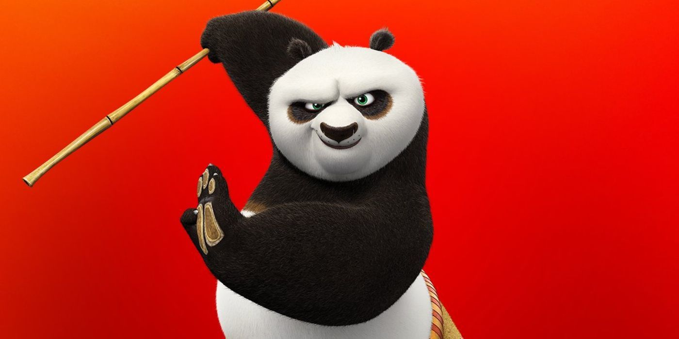 Po, exprimé par Jack Black, prend la pose dans une image promotionnelle pour Kung-Fu Panda 4