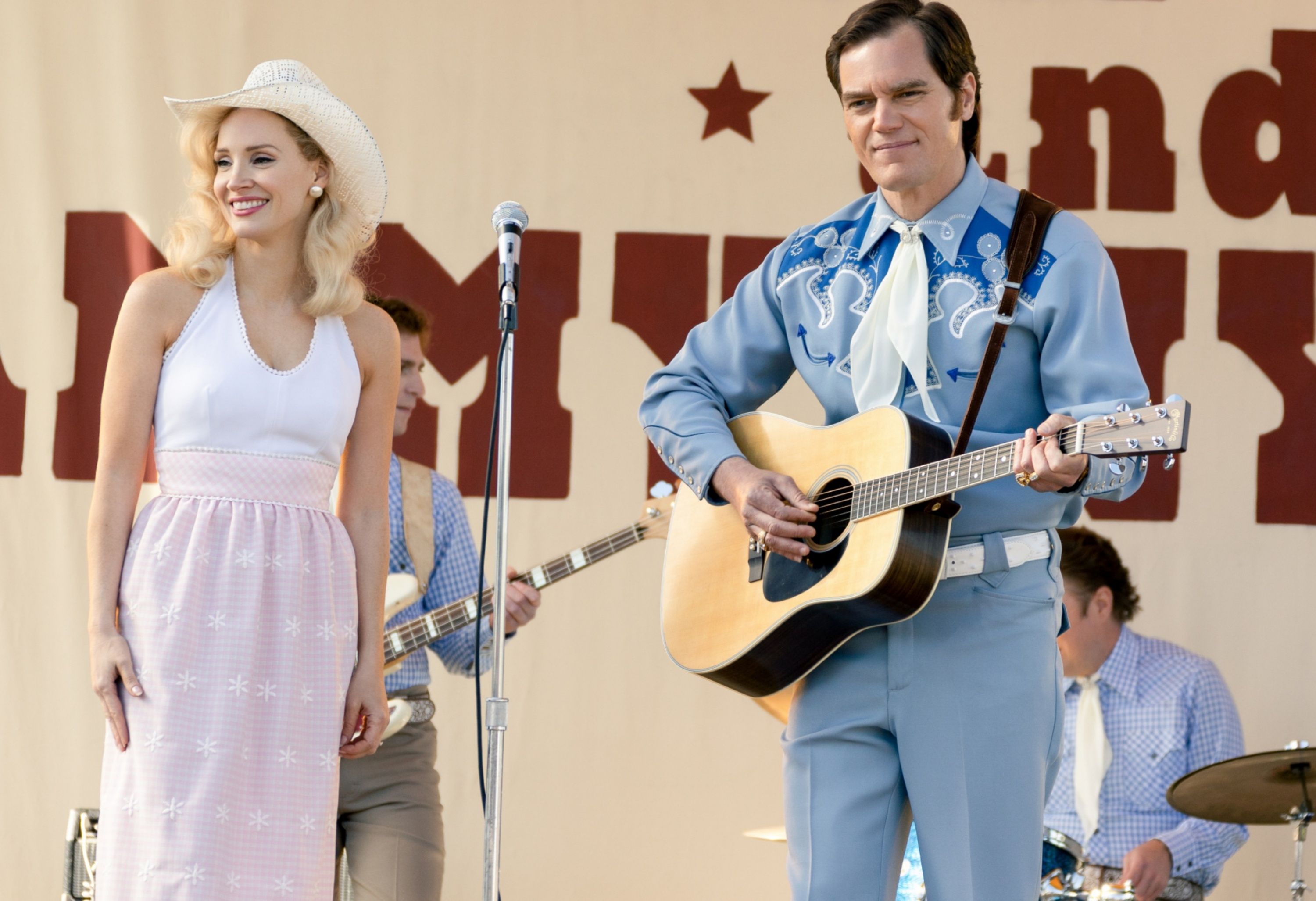 Michael Shannon as George Jones and Jessica Chastain as Tammy Wynette in George & Tammy
