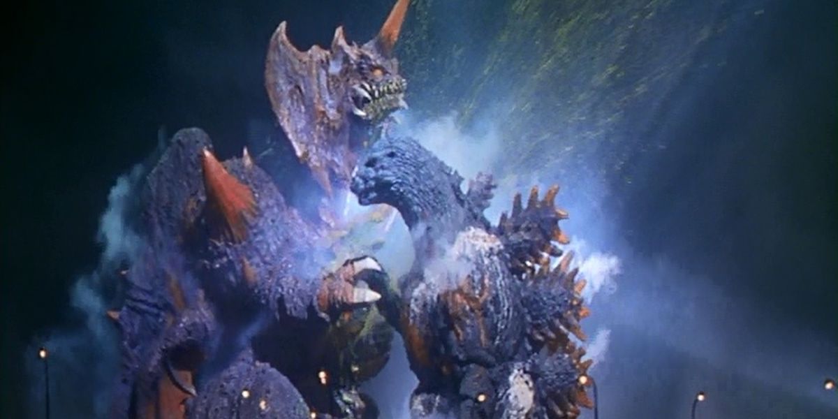 Godzilla fighting Destoroyah in Godzilla vs. Destoroyah (1995)