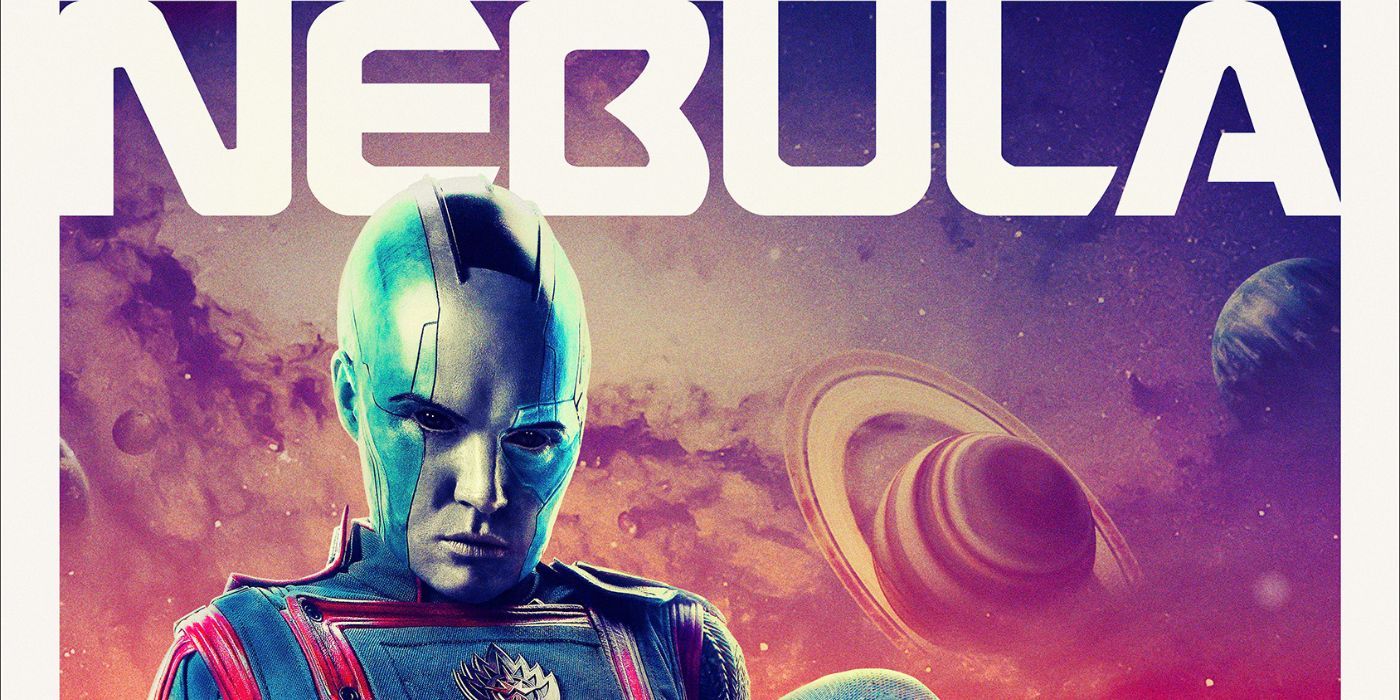 Karen Gillan as Nebula on a character poster for Guardians of the Galaxy Vol. 3