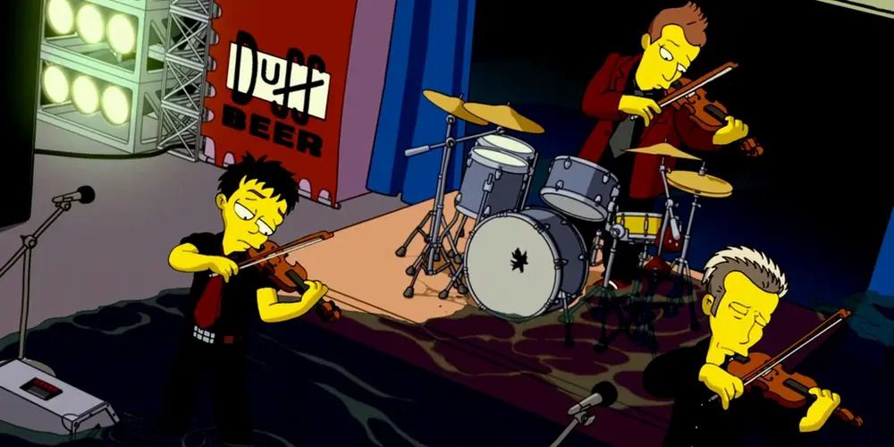 Green Day sink to their doom at the beginning of The Simpsons Movie