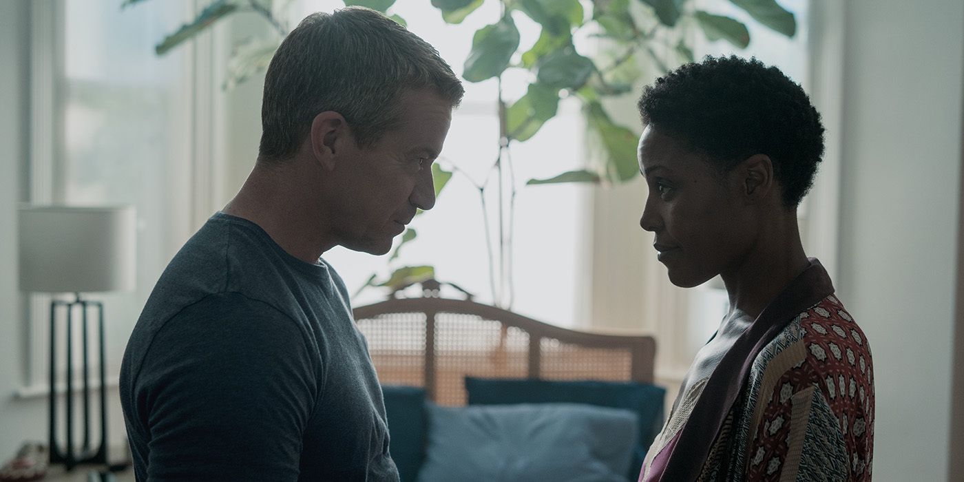 Image of Apple TV+ real-time thriller series Hijack featuring Christine Adams and Max Beesley.
