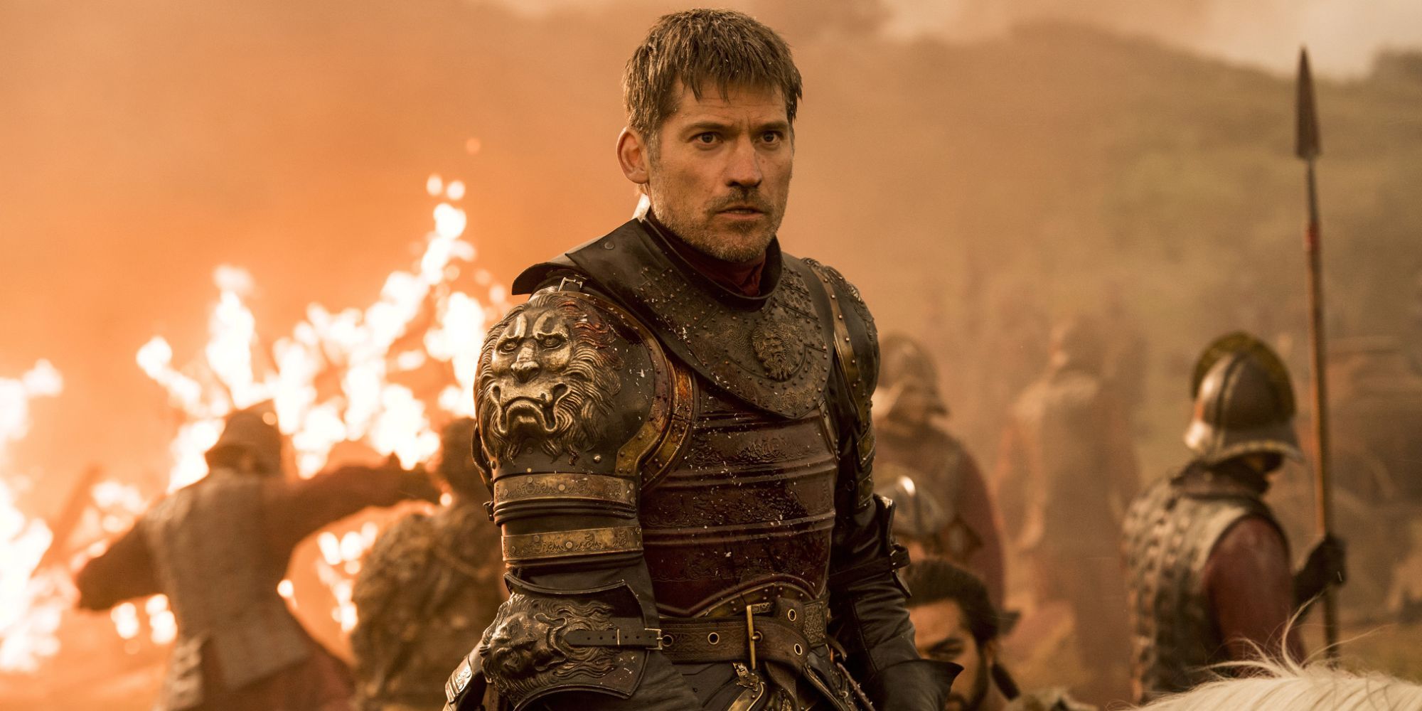 Nikolaj Coster-Waldau as Jaime Lannister in battle in Game of Thrones.
