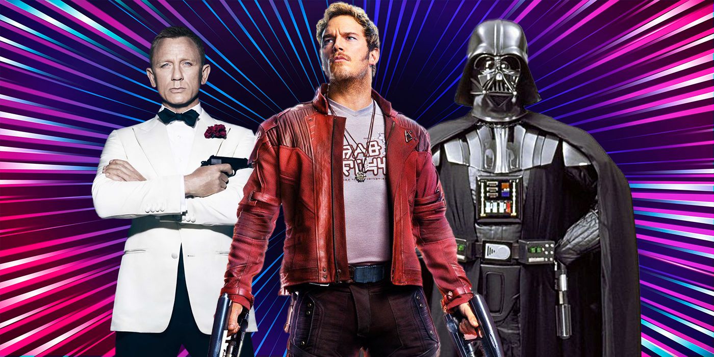 James Bond, Peter Quill or Star-Lord from Guardians of the Galaxy, and Darth Vader from Star Wars