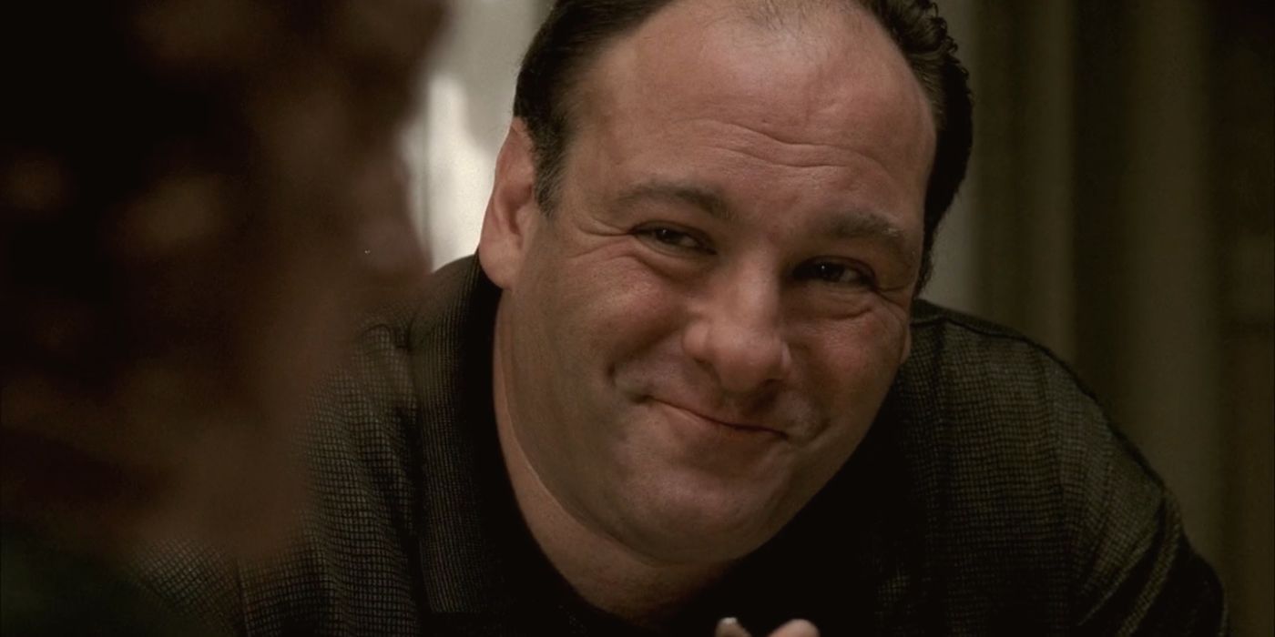 James Gandolfini smiling in The Sopranos
