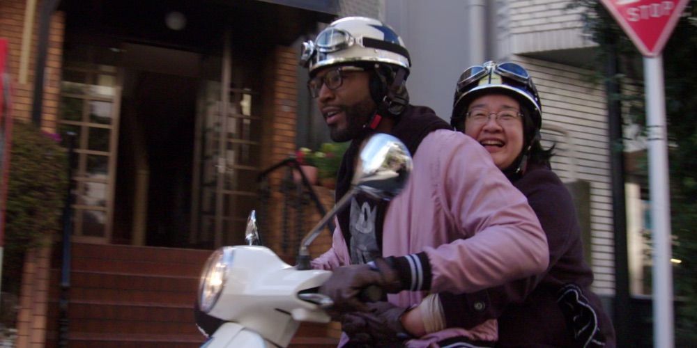 Karamo Brown and Yoko Sakuma ride on a vespa - Queer Eye