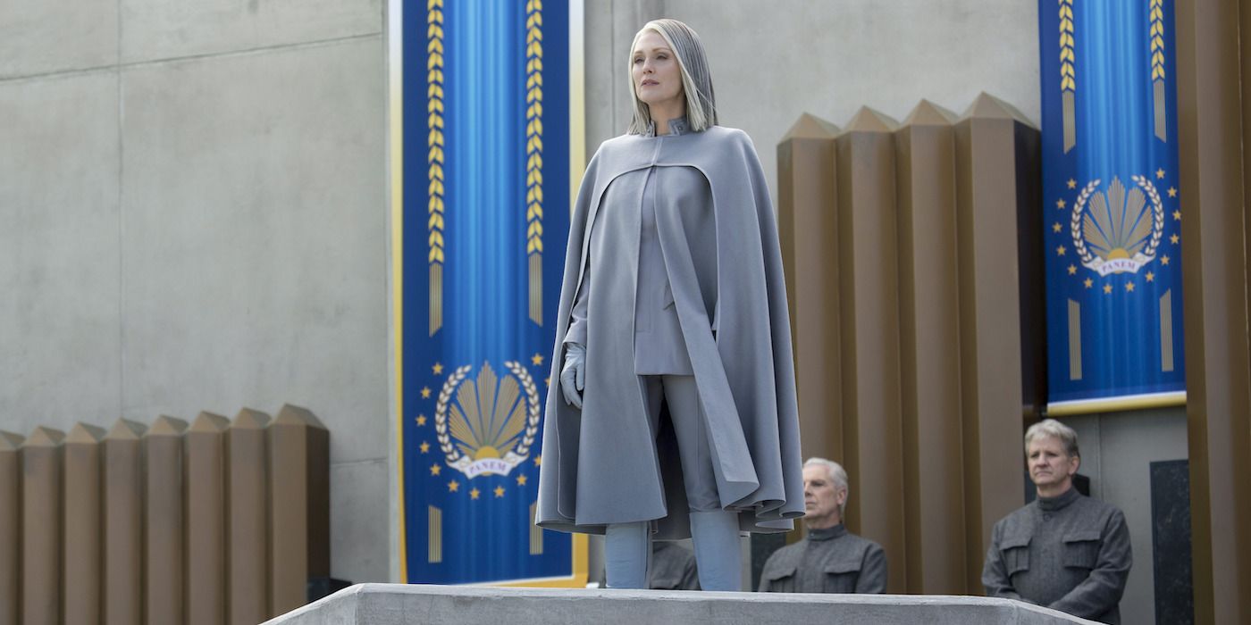 Julianne Moore as President Alma Coin in The Hunger Games: Mockingjay Part 2