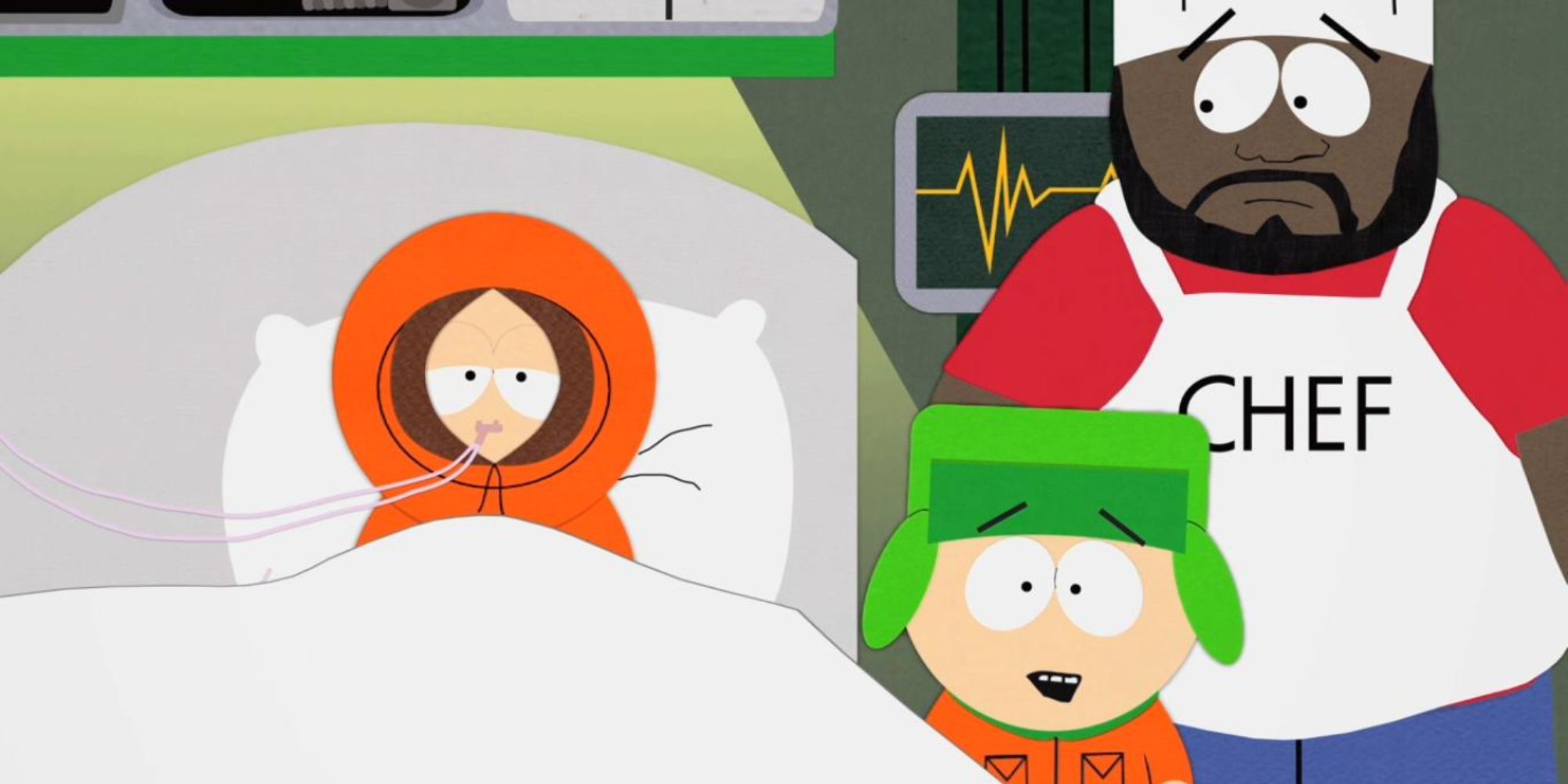 Kenny sits on a hospital bed in Kenny Dies (South Park)