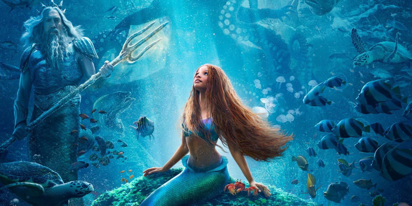 The Little Mermaid poster with Ariel, Triton, Flounder, and Sebastian