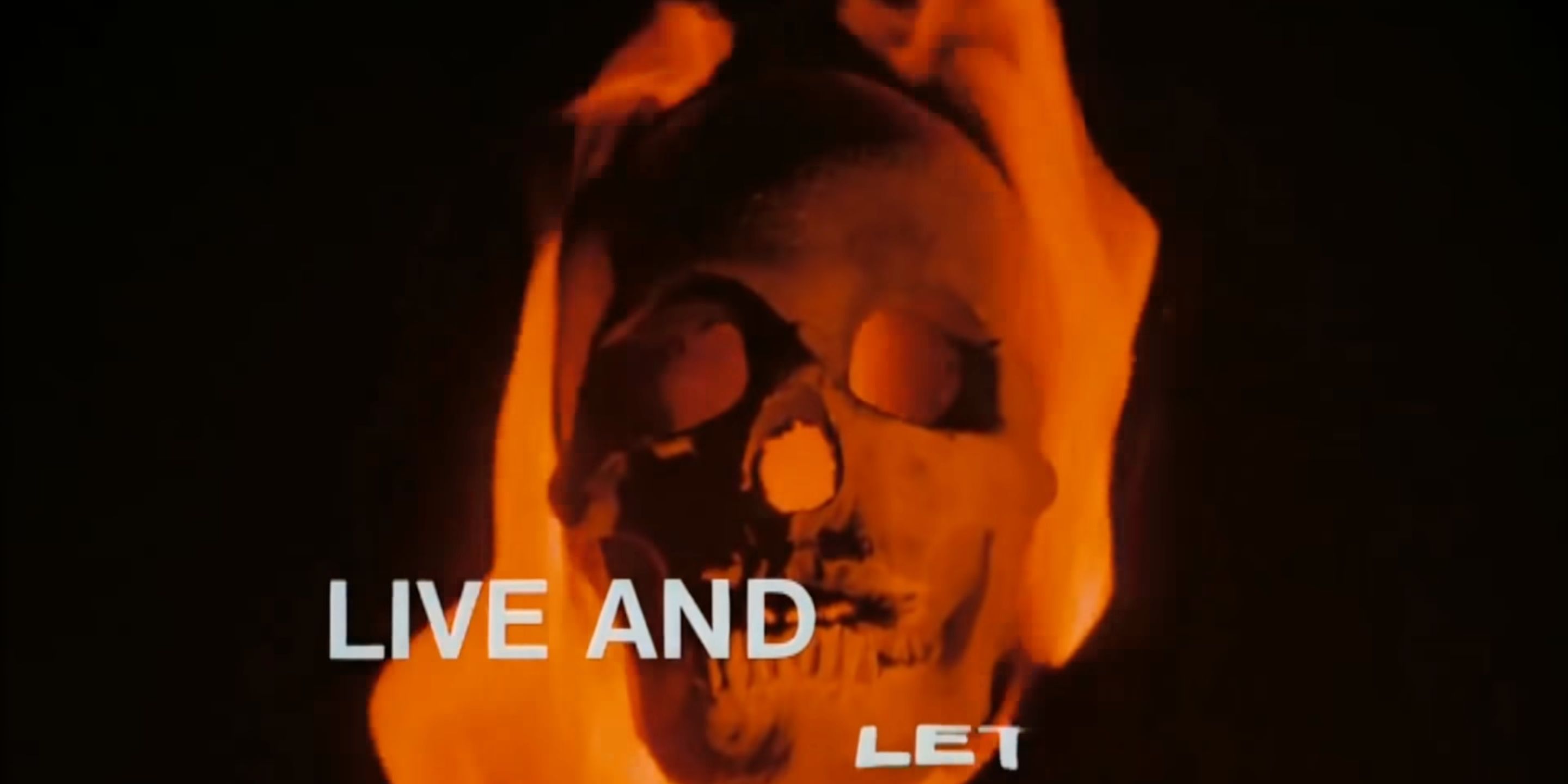 A skull on fire in the opening credits sequence of 'Live and Let Die'.