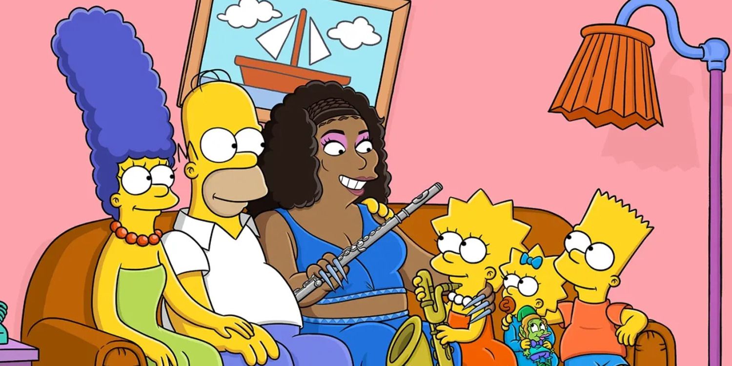 Lizzo on the couch with the Simpsons