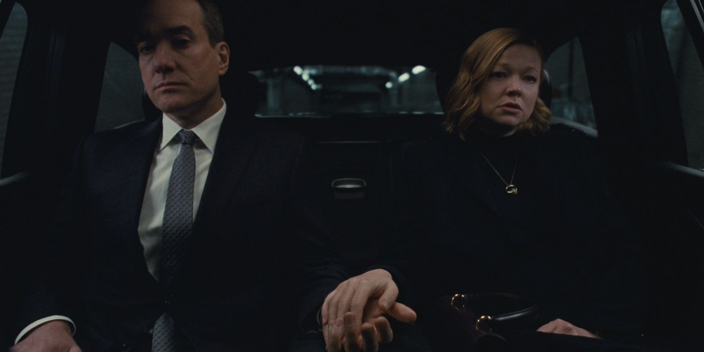 Matthew Macfadyen and Sarah Snook in the series finale of Succession. 