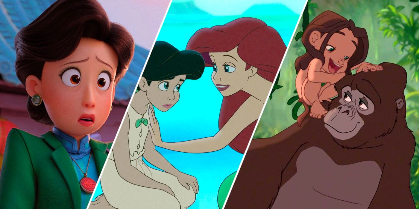 Ming Lee from Turning Red, Melody and Ariel from The Little Mermaid II, and Tarzan and Kala from Tarzan