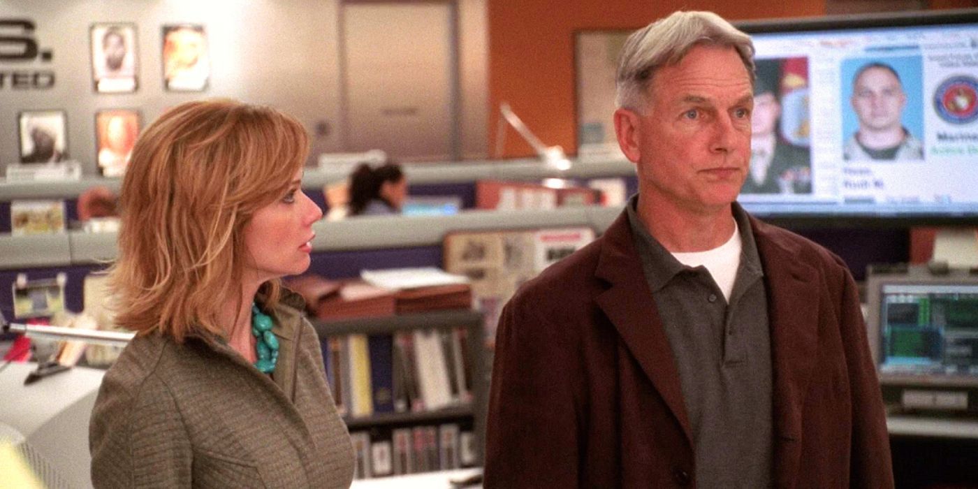 Mark Harmon standing next to a woman in NCIS