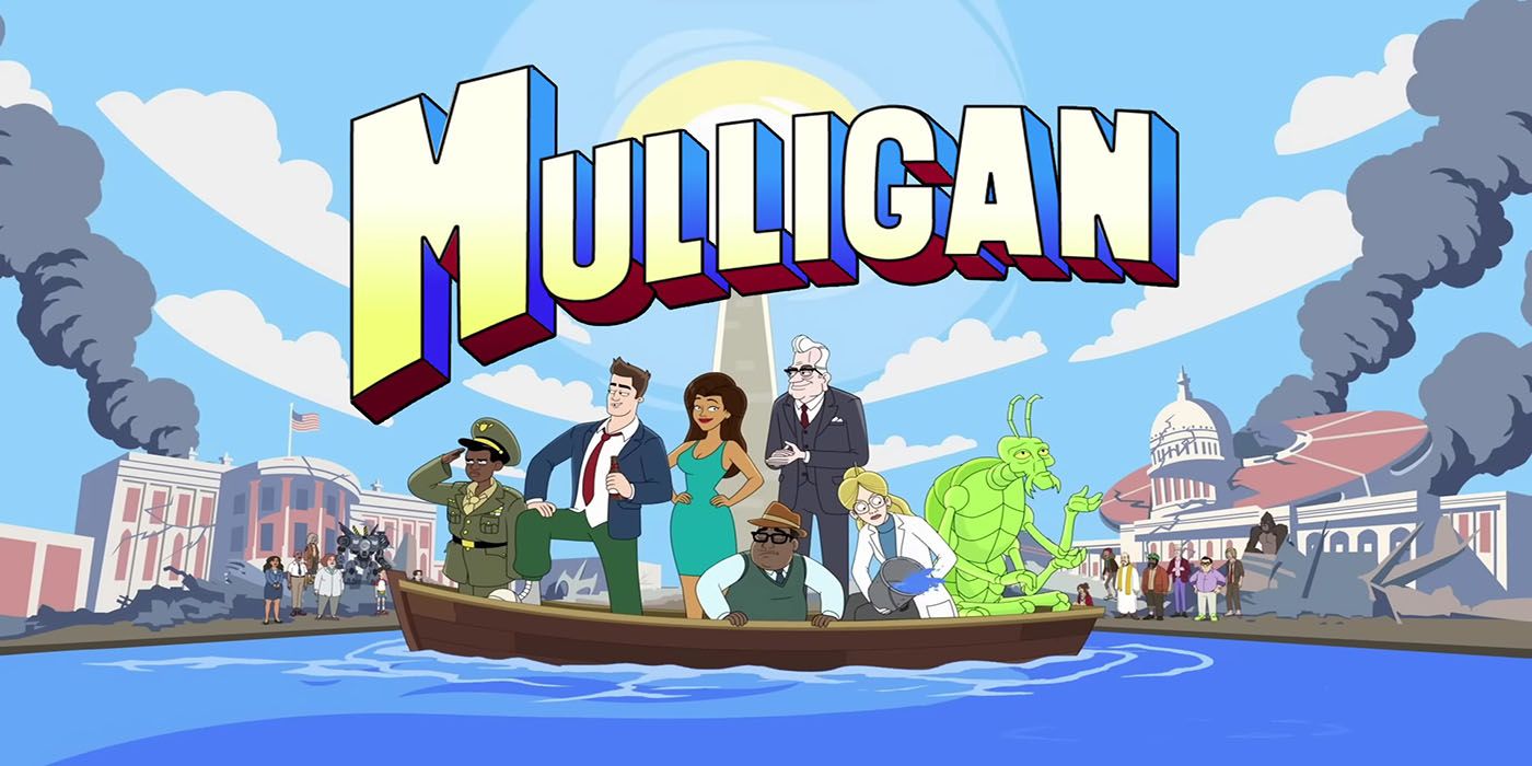 A title image of Mulligan featuring Matty Mulligan, played by Nat Faxon, and the rest of the main characters.