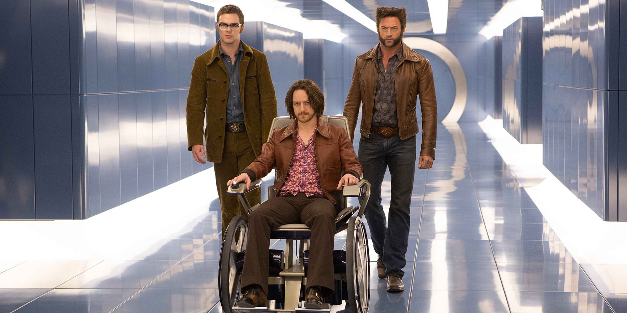 Nicholas Hoult, James McAvoy, and Hugh Jackman in 'X-Men Days of Future Past'