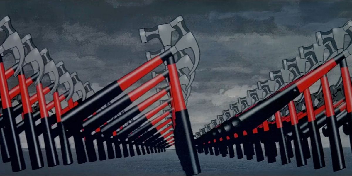 Animated marching hammers from the 1982 film 'Pink Floyd - The Wall'