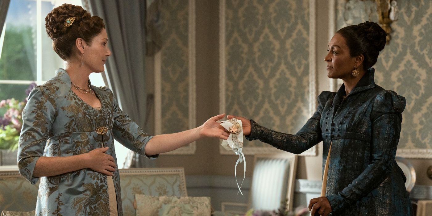 Ruth Gemmell and Adjoa Andoh in Queen Charlotte Episode 6