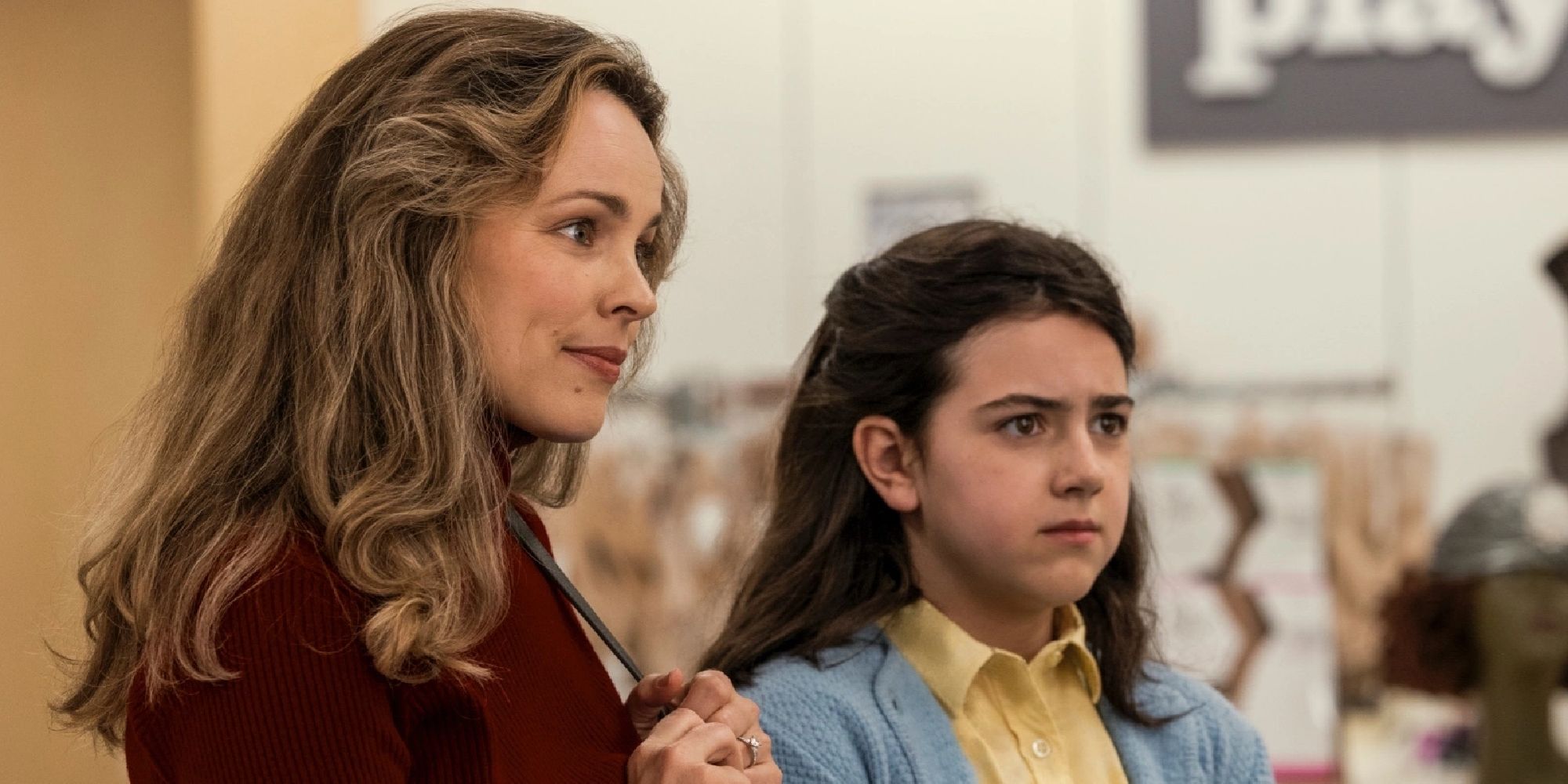 Barbara and Margaret looking ahead while at a department store in Are You There God? It's Me, Margaret