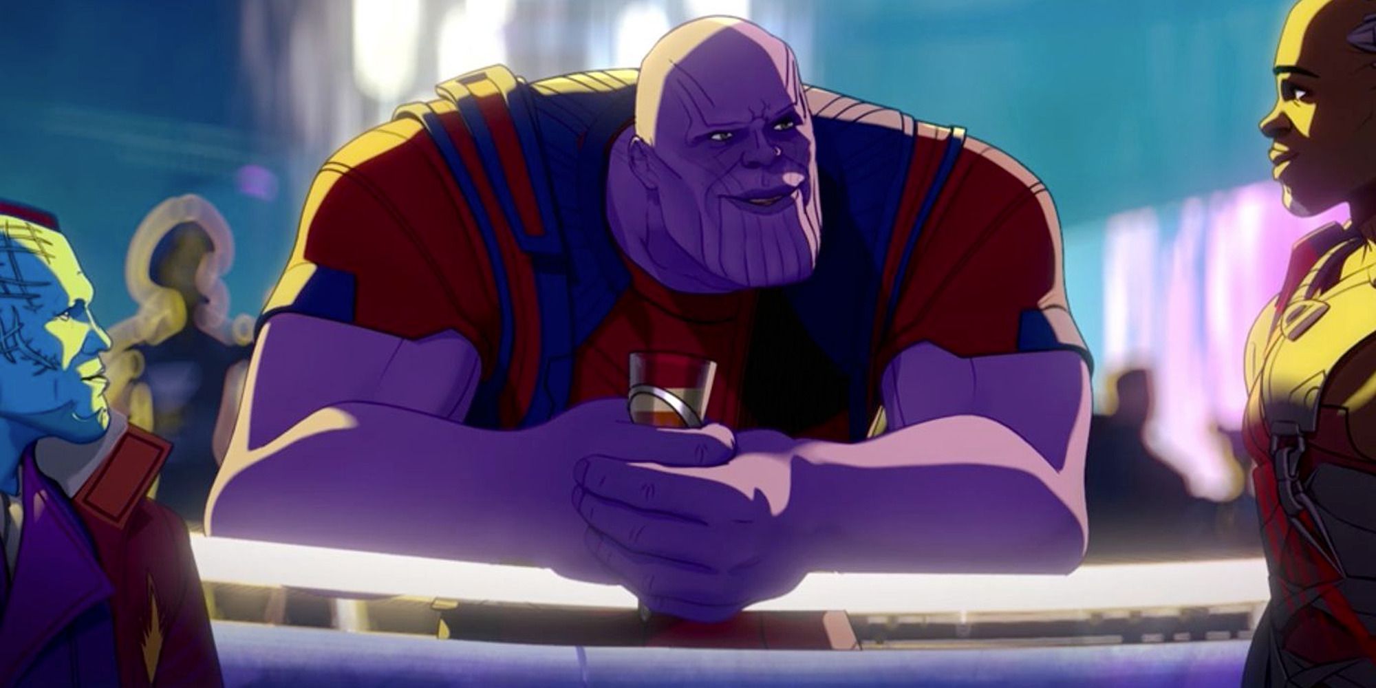 Ravager Thanos in &lsquo;What If&hellip;?&rsquo; standing at a bar with a drink