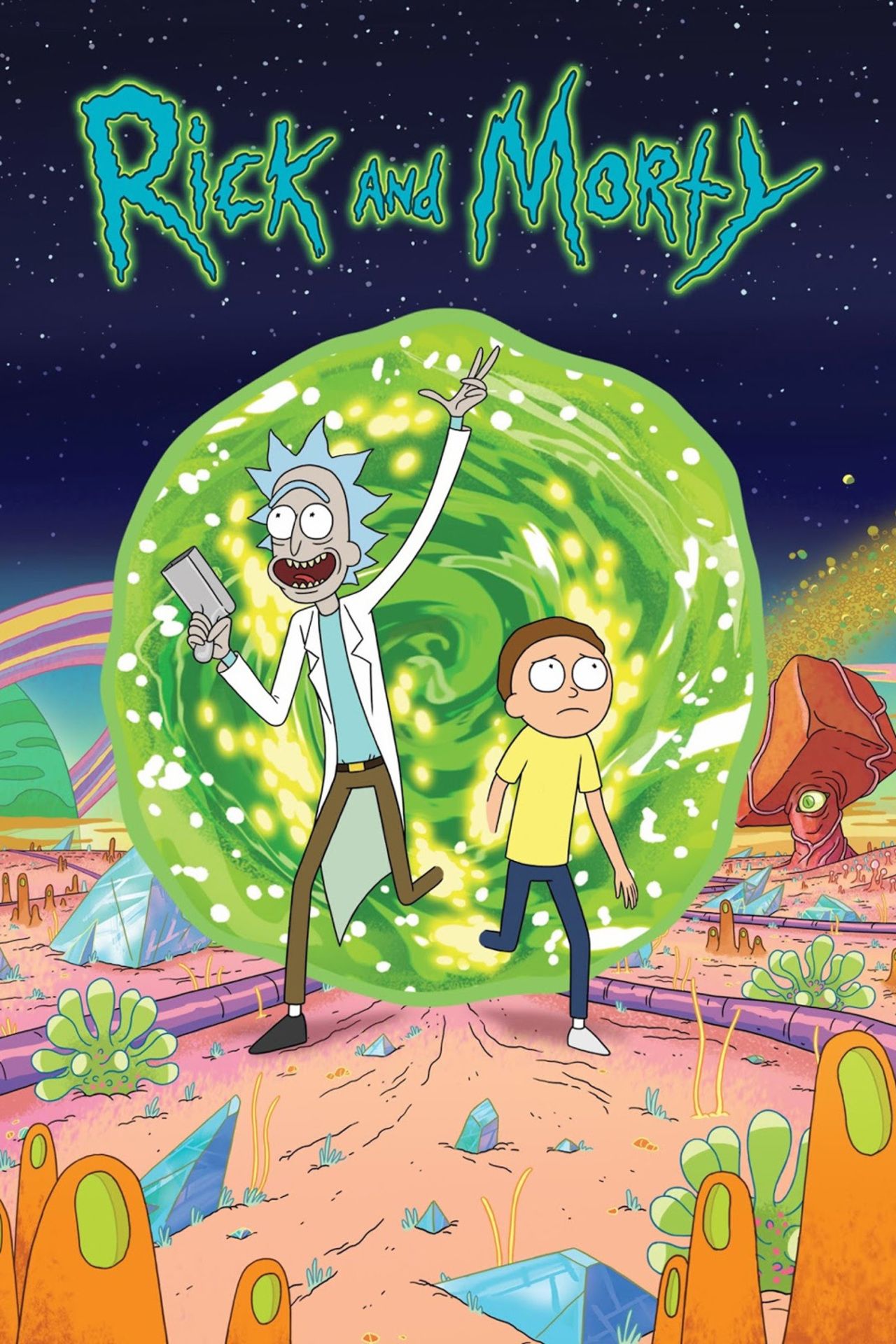 cartel del programa de televisión rick y morty