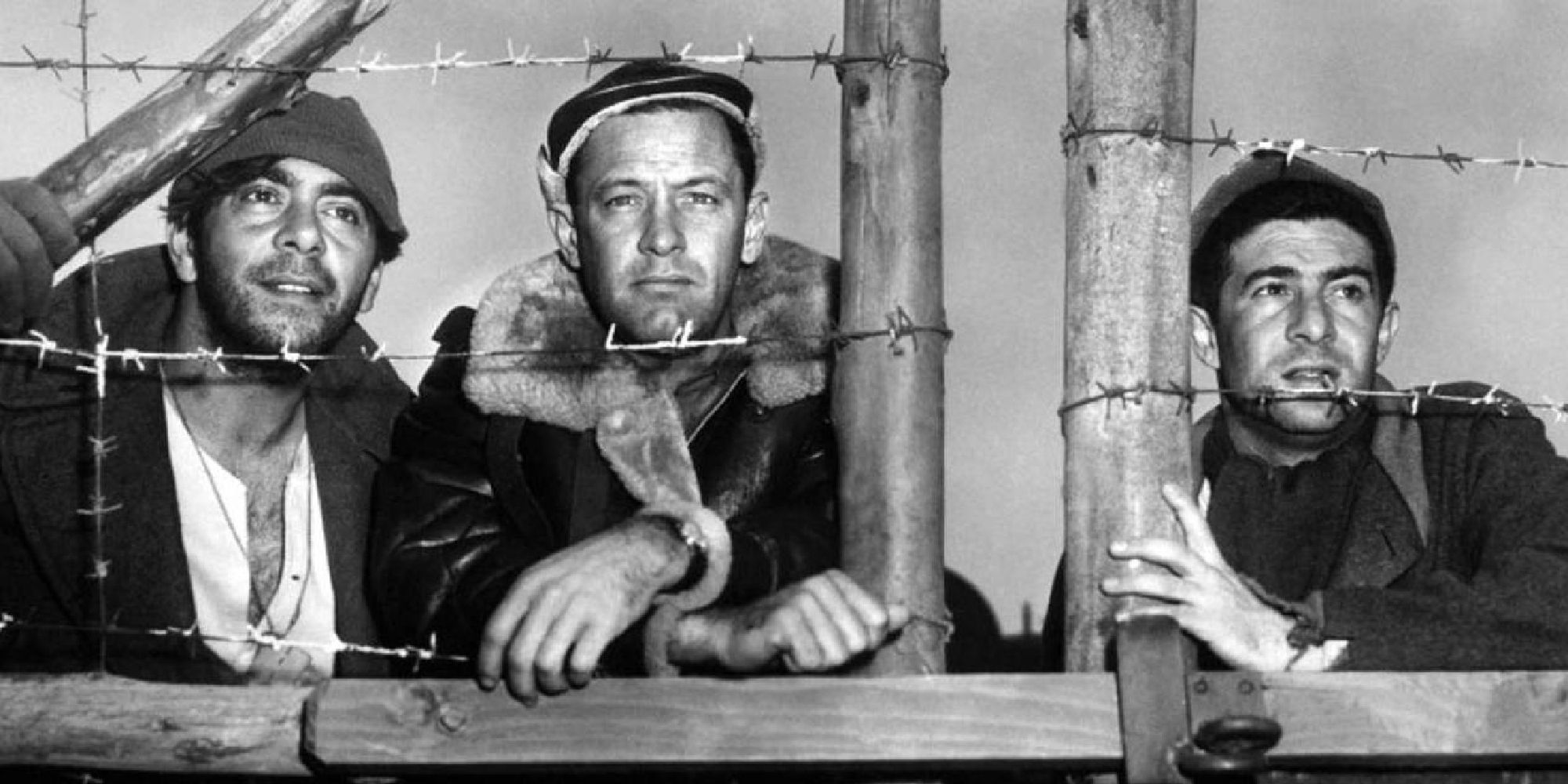 Robert Strauss, William Holden and Harvey Lembeck in Stalag 17
