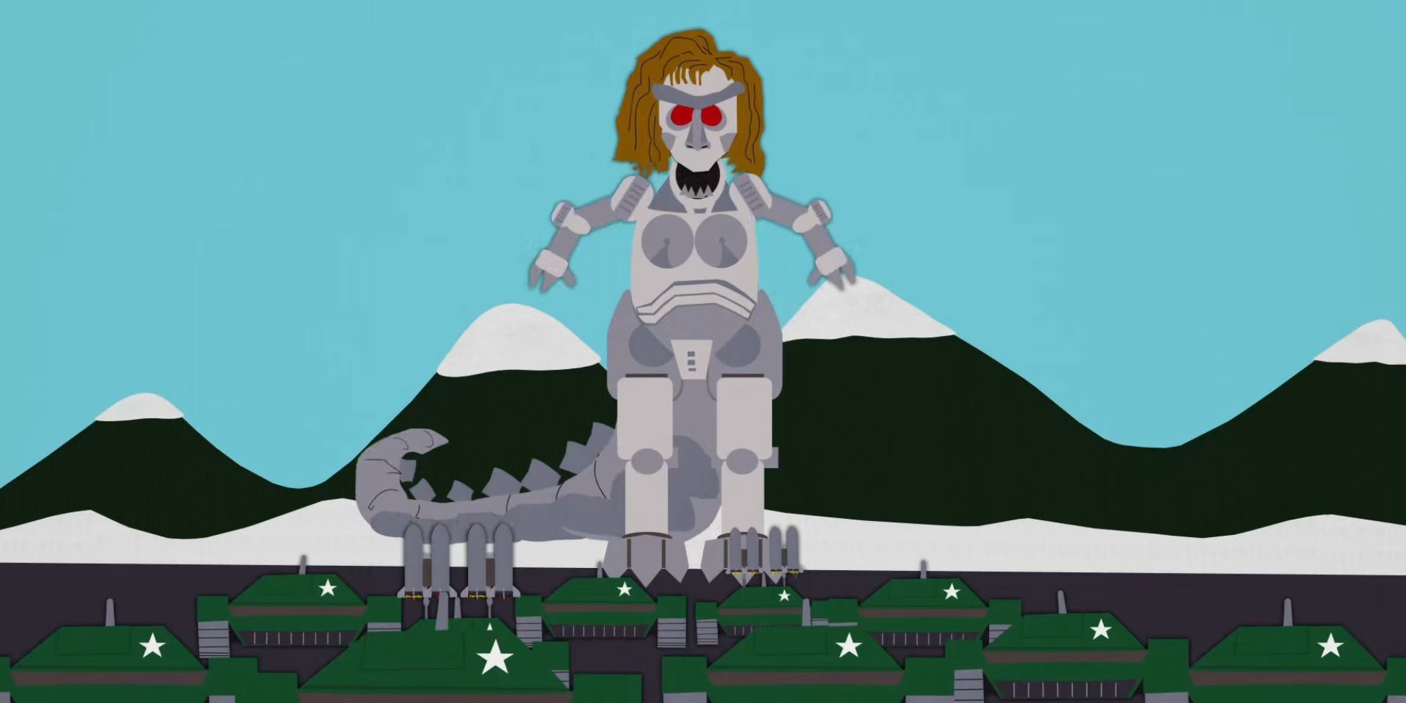 A Giant Robot of Barbra Streisand terrorises South Park