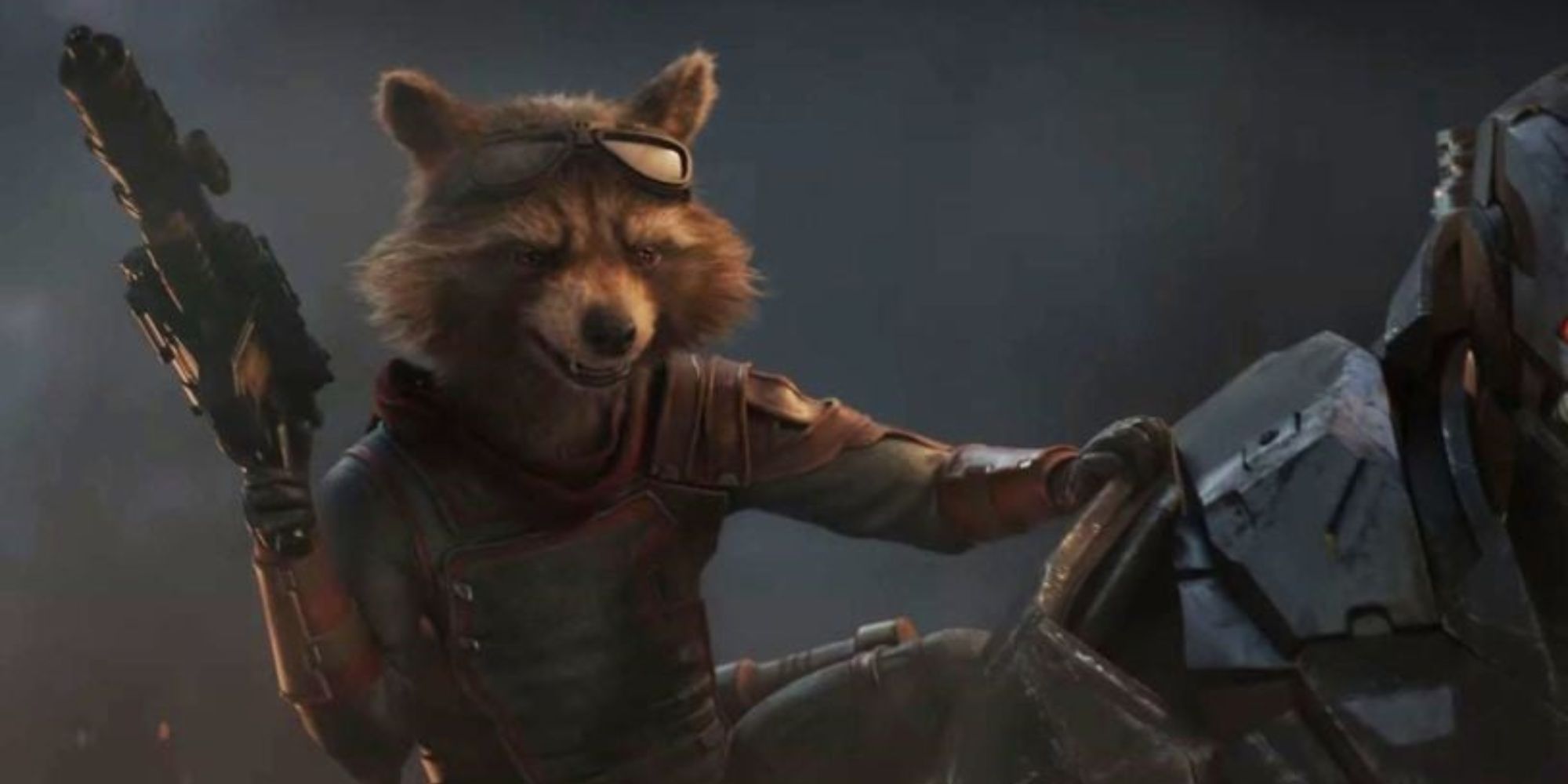 Rocket Raccoon (Bradley Cooper) smiles with pride in Avengers: Endgame (2019)
