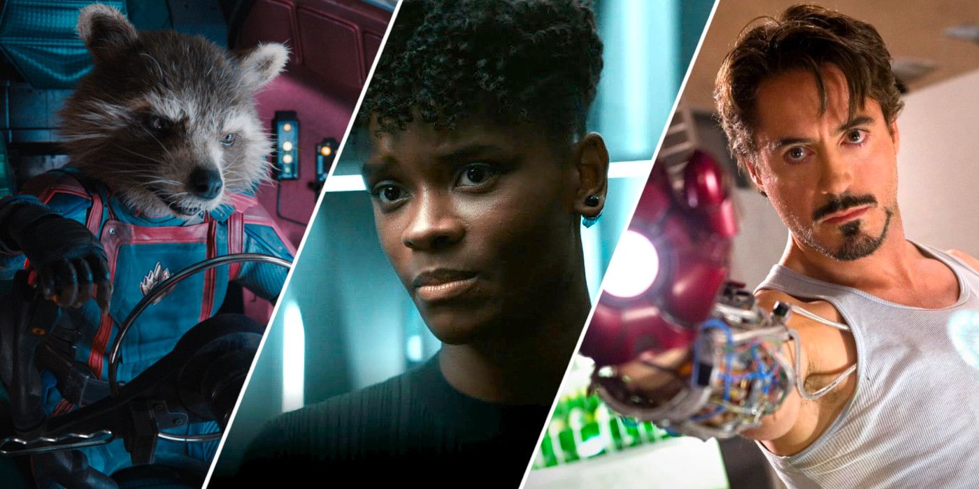 Rocket Raccoon from Guardians of the Galaxy Vol 3, Shuri from Black Panther Wakanda Forever, and Tony Stark from Iron Man