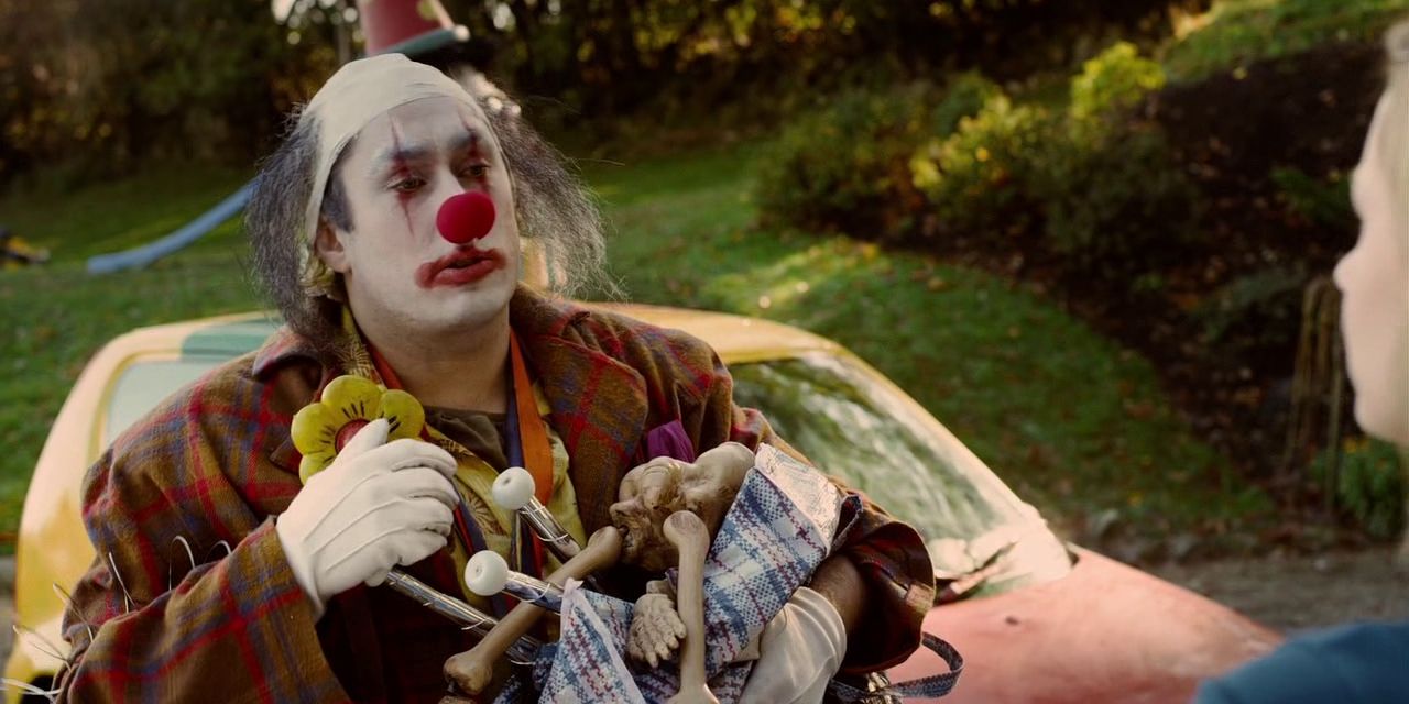 Ross Noble plies his trade as the titular clown in Stitches (2012)