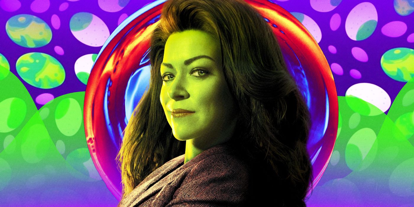 Custom Image of Tatiana Maslany as She-Hulk against a colorful green, red, and purple background
