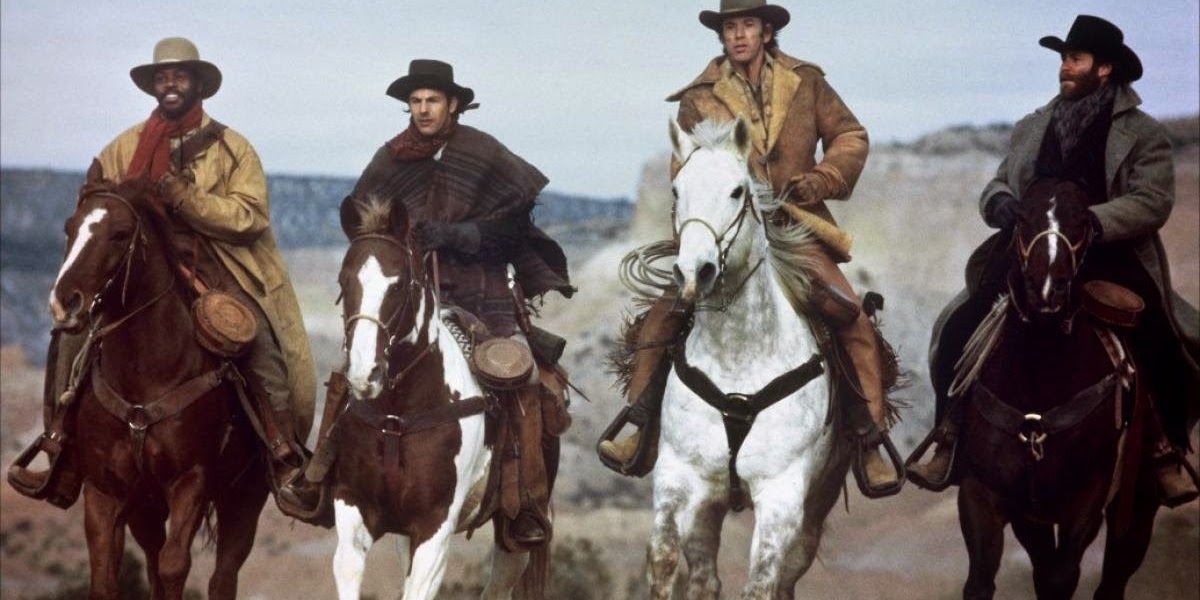 Kevin Costner, Kevin Kline, Danny Glover, and Scott Glenn in Silverado