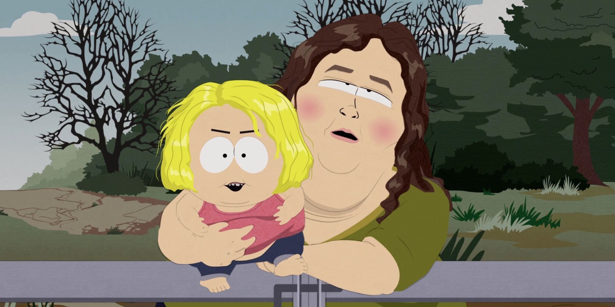 Honey Boo Boo is held by his mother in South Park