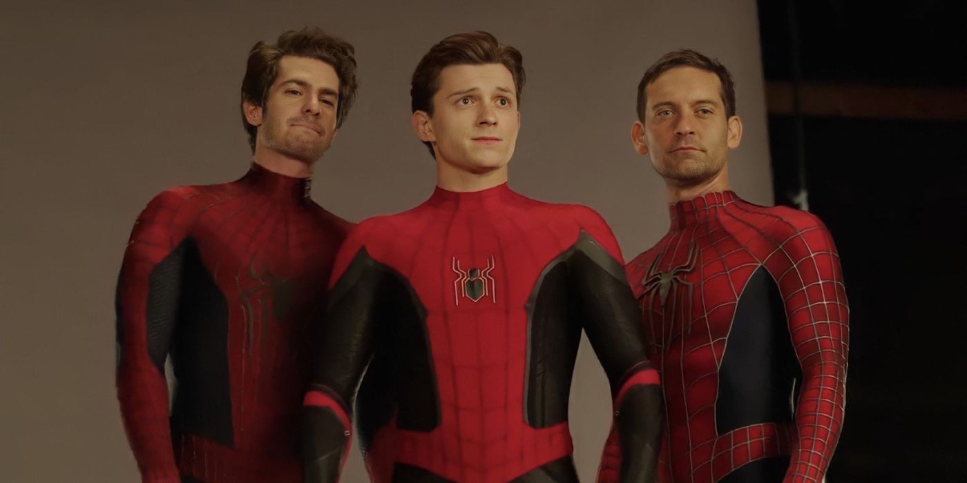 Les trois Spider-Men : Andrew Garfield, Tom Holland, Tobey Maguire