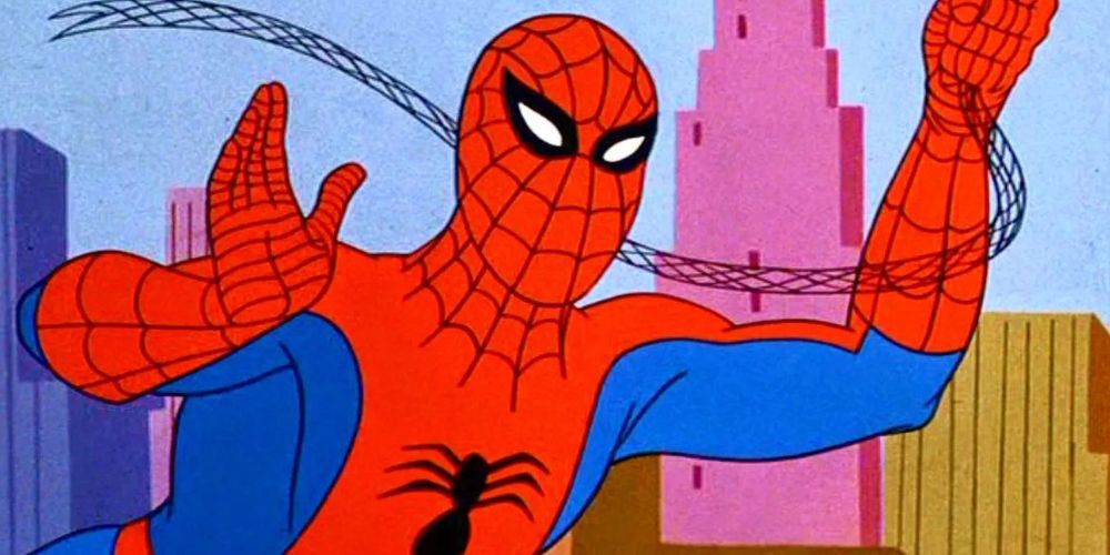 Spider-Man posing dramatically in the Spider-Man cartoon