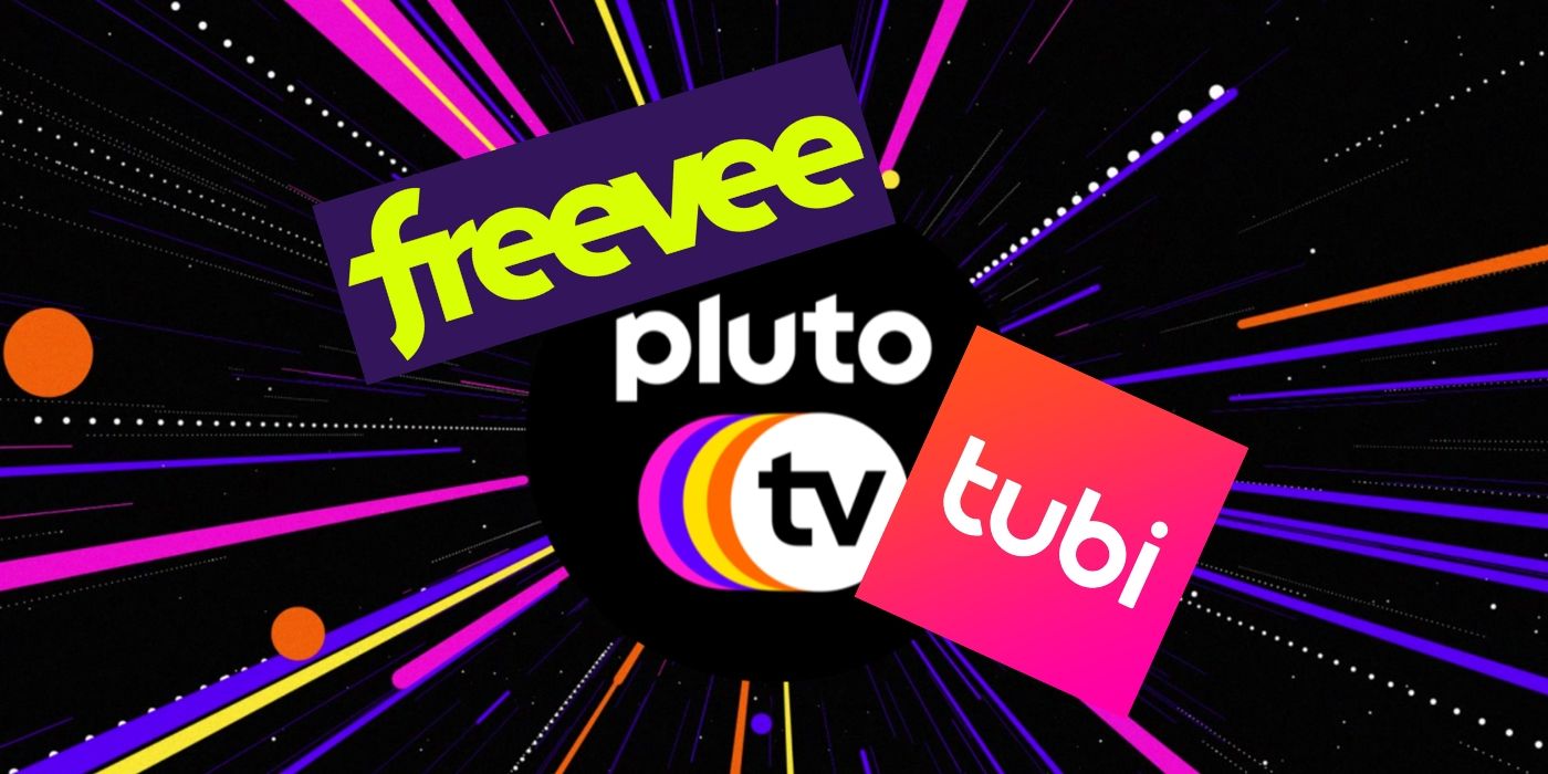 Freevee, Pluto TV, and Tubi logos together