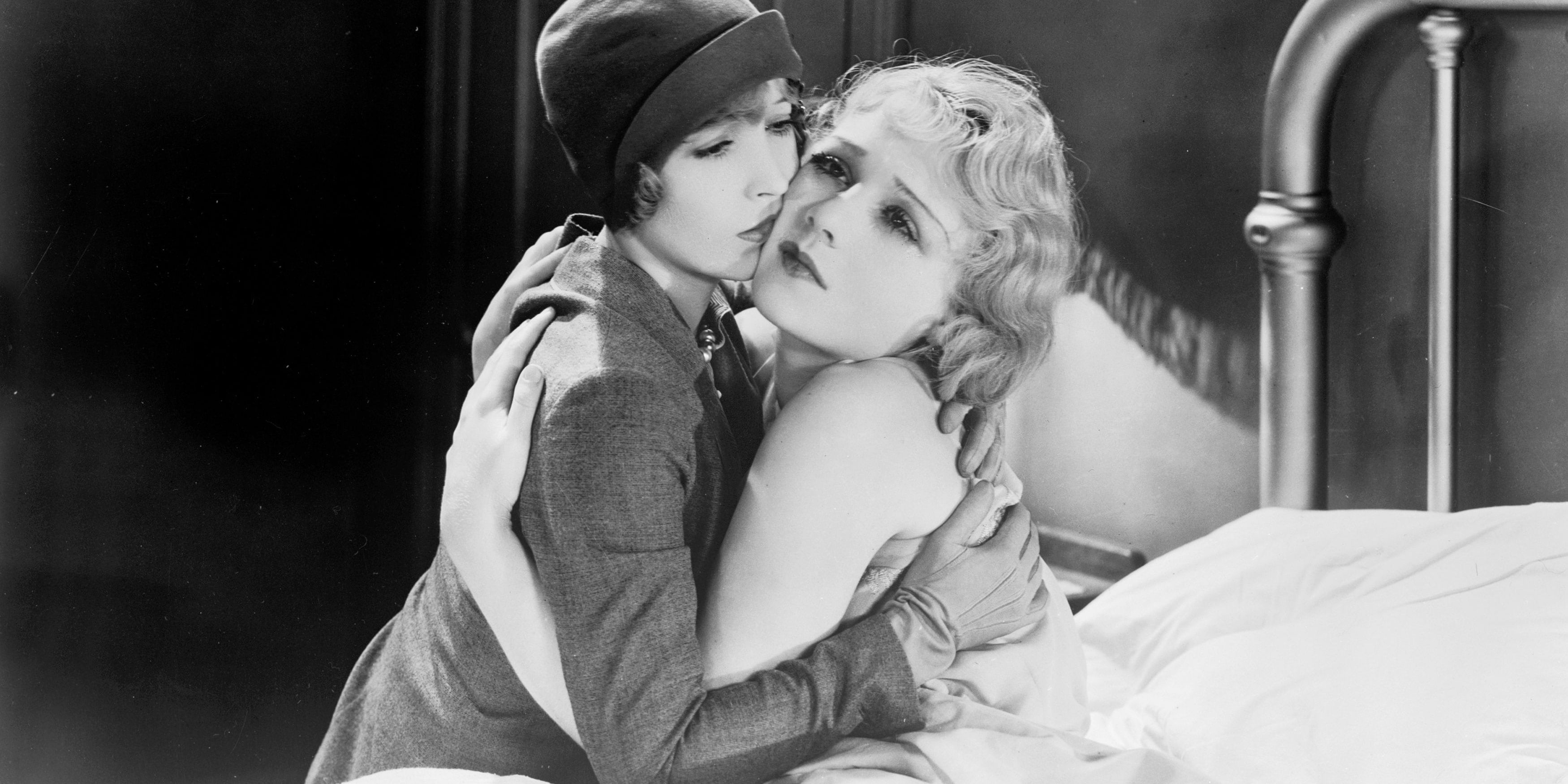 Anita Page and Bessie Love hold each other close