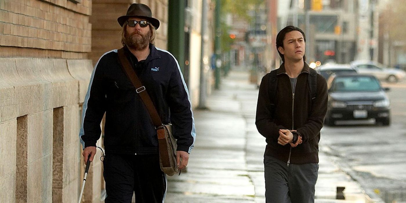 Jeff Daniels and Joseph Gordon-Levitt walking down the street in the 2007 film, The Lookout