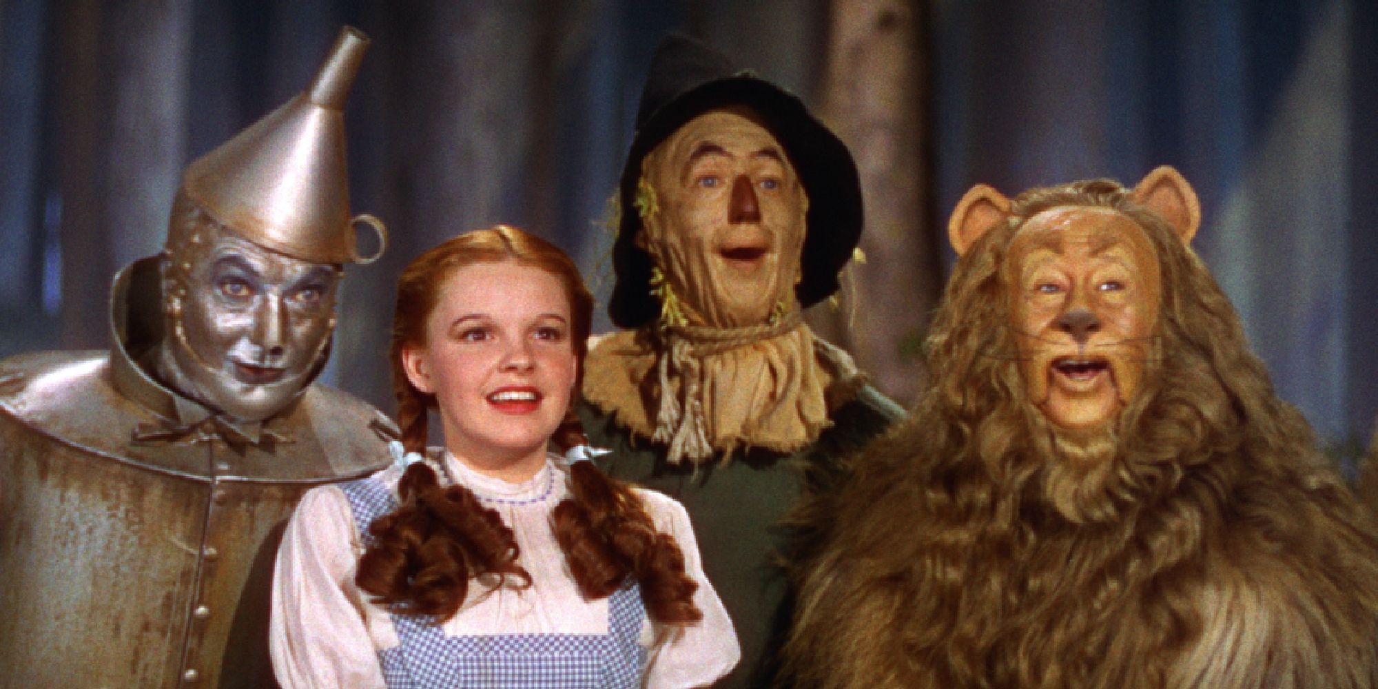 Judy Garland, Ray Bolger, Jack Haley and Bert Lahr in The Wizard of Oz