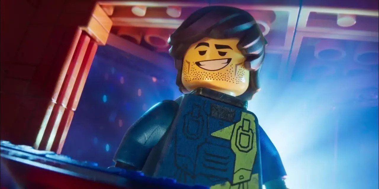 Footage from The Lego Movie 2 featuring the main antagonist, Rex Dangervest, voiced by Chris Pratt