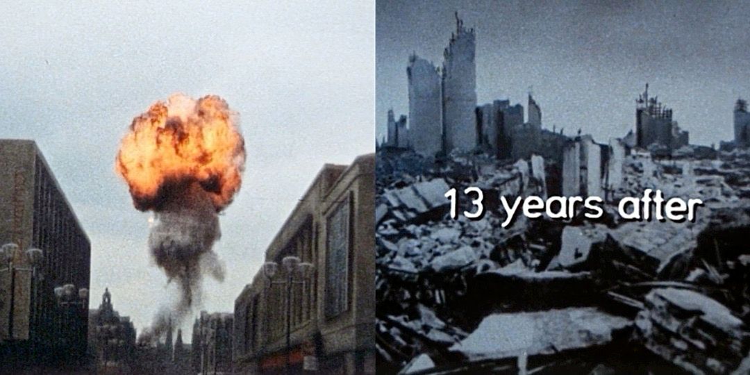 The nuclear explosion, and 13 years later, in Threads