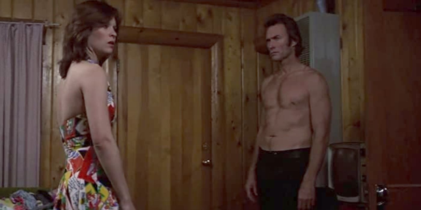 June Fairchild and a shirtless Clint Eastwood in the 1974 film, 'Thunderbolt and Lightfoot.'
