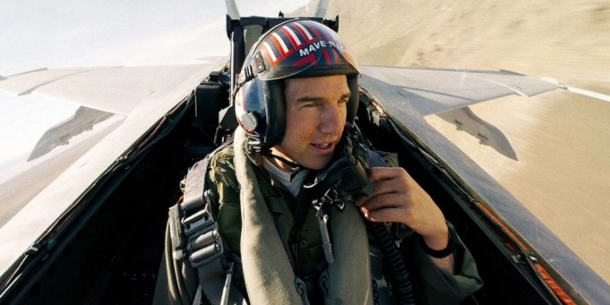 Maverick flying a plane in Top Gun- Maverick’ (2022)