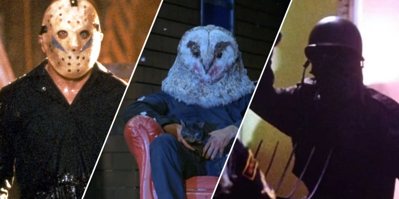 Images from Friday the 13th: A New Beginning (1985), StageFright (1987), The Prowler (1981)