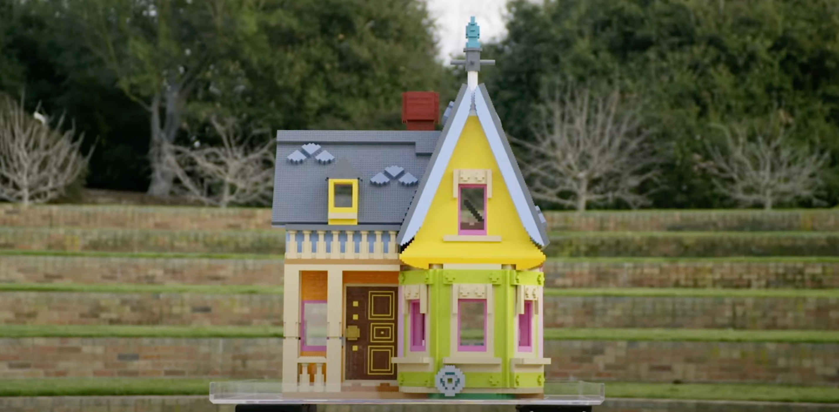 A whimsically delightful Lego version of the Up House. But no Kevin 