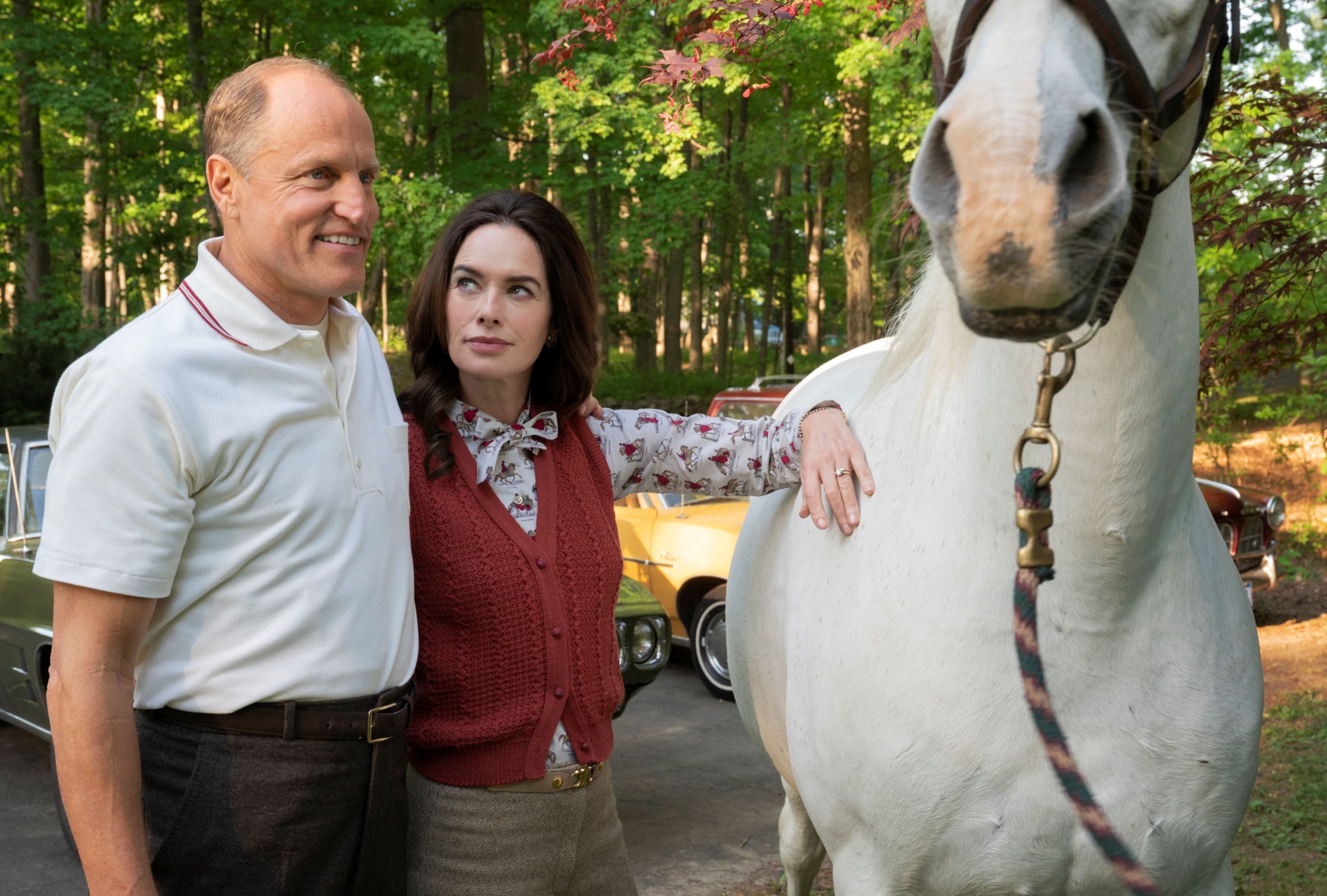 Lena Headey as Dorothy Hunt and Woody Harrelson as E. Howard Hunt in White House Plumbers