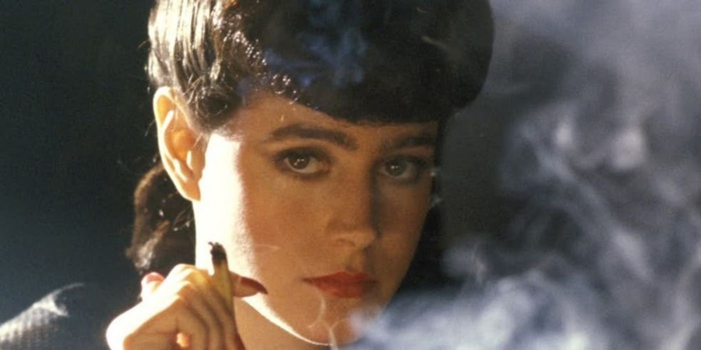 Rachel (Sean Young) smokes a cigarette in Blade Runner